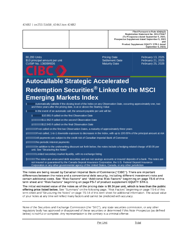 加拿大帝国商业银行美股招股说明书(2025-02-18版)