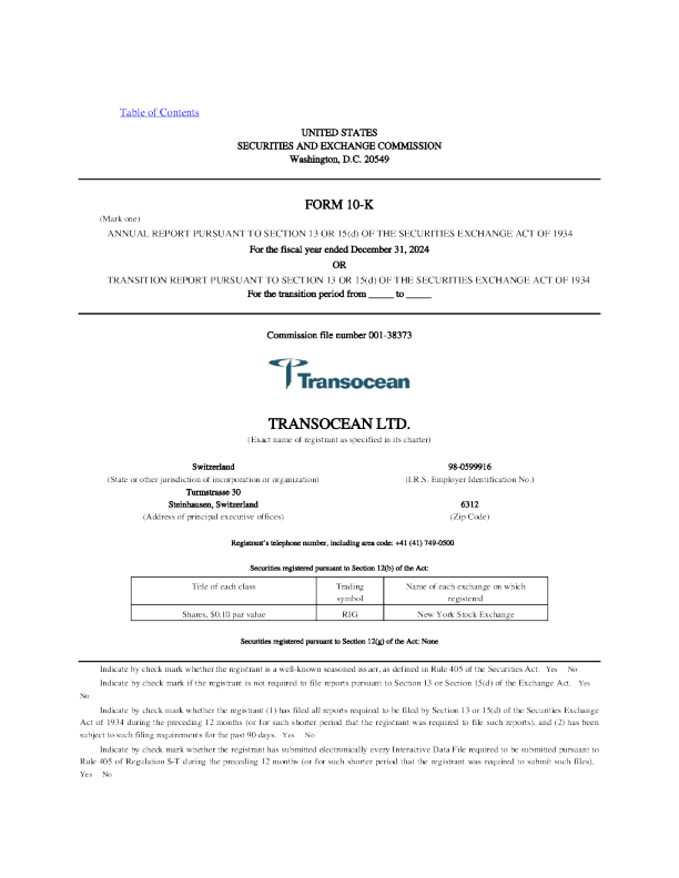 越洋钻探 2024年度报告