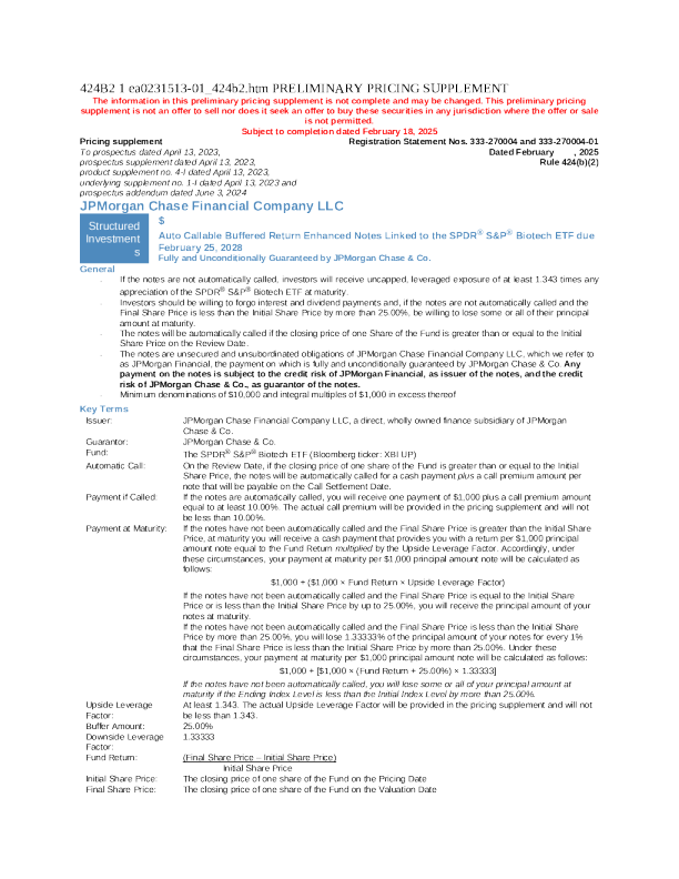 摩根大通美股招股说明书(2025-02-19版)