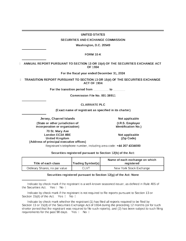Clarivate Plc 2024年度报告