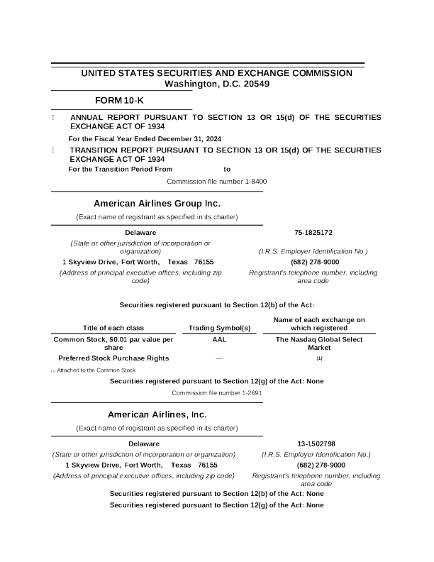 美国航空 2024年度报告