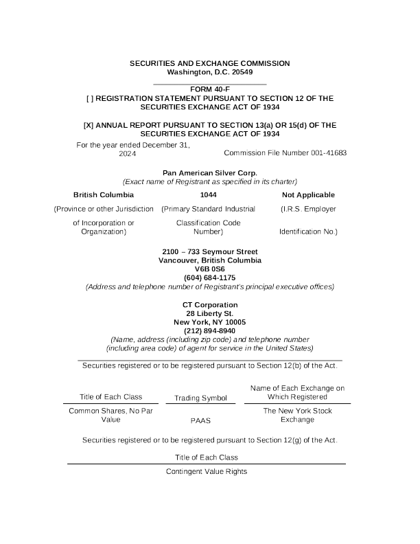 泛美白银 2024年度报告