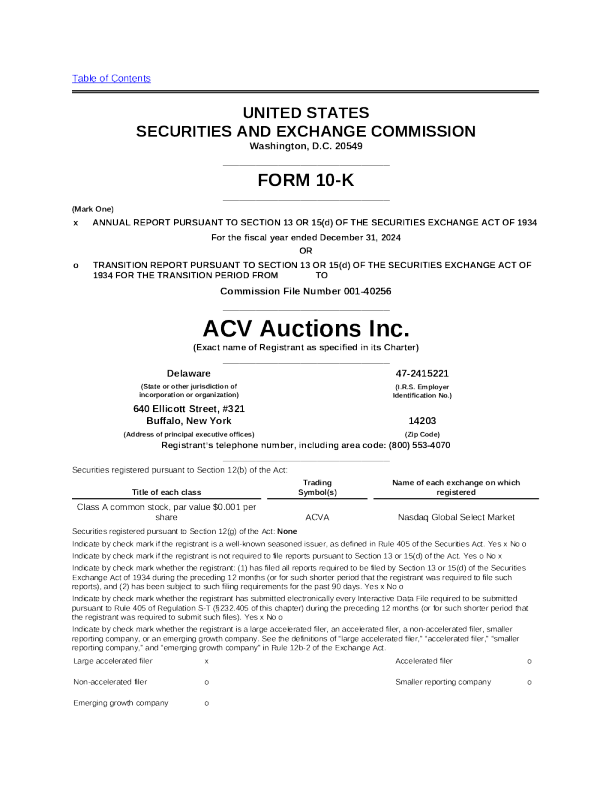 ACV Auctions Inc-A 2024年度报告