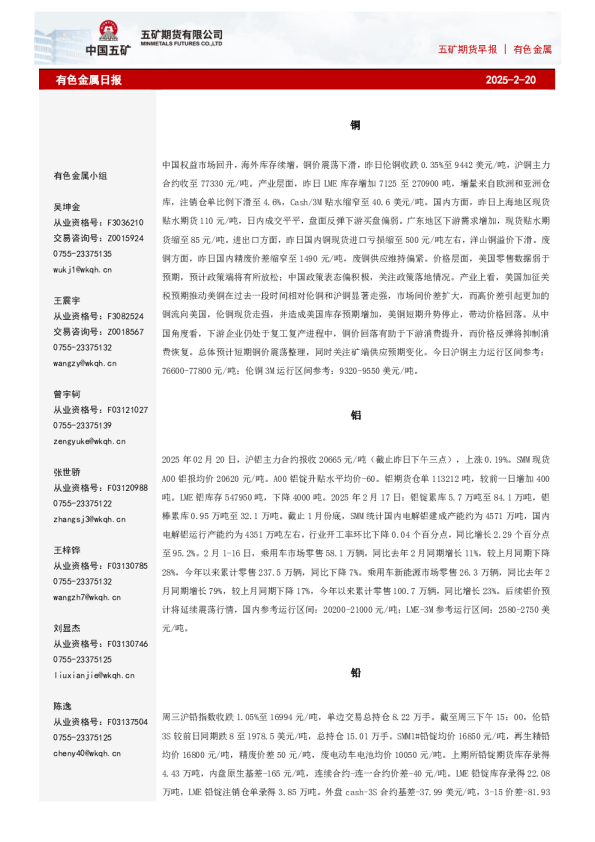 有色金属日报