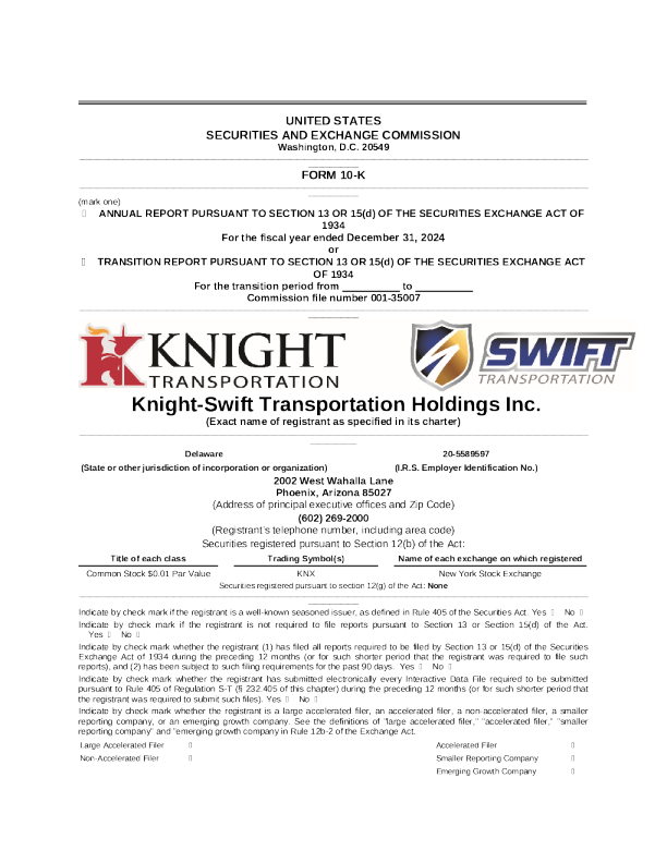 Knight-Swift Transportation Holdings Inc-A 2024年度报告