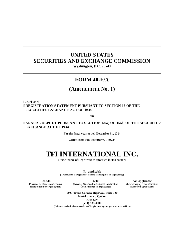TFI International Inc 2024年度报告