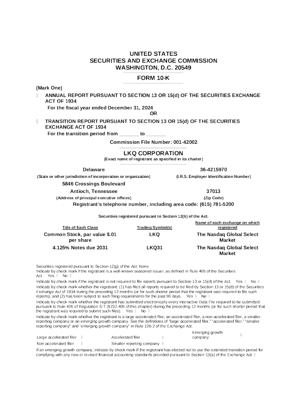 LKQ Corp 2024年度报告