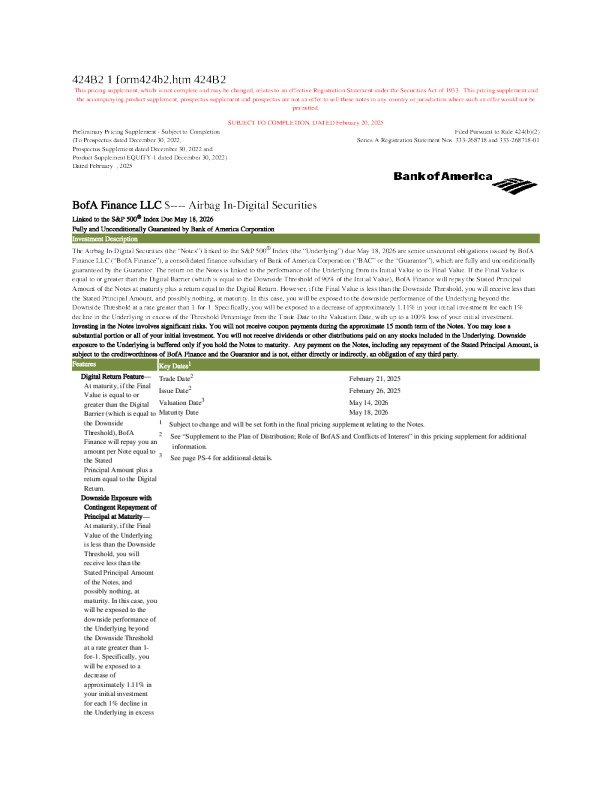 美国银行美股招股说明书(2025-02-21版)