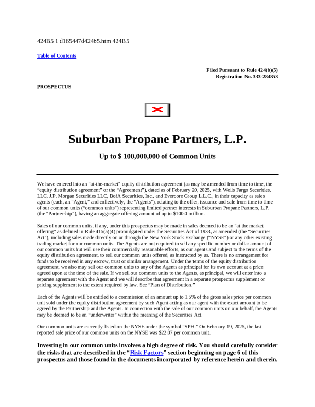 《郊区丙烷合作伙伴LP美国招股说明书（2025-02-21版）》