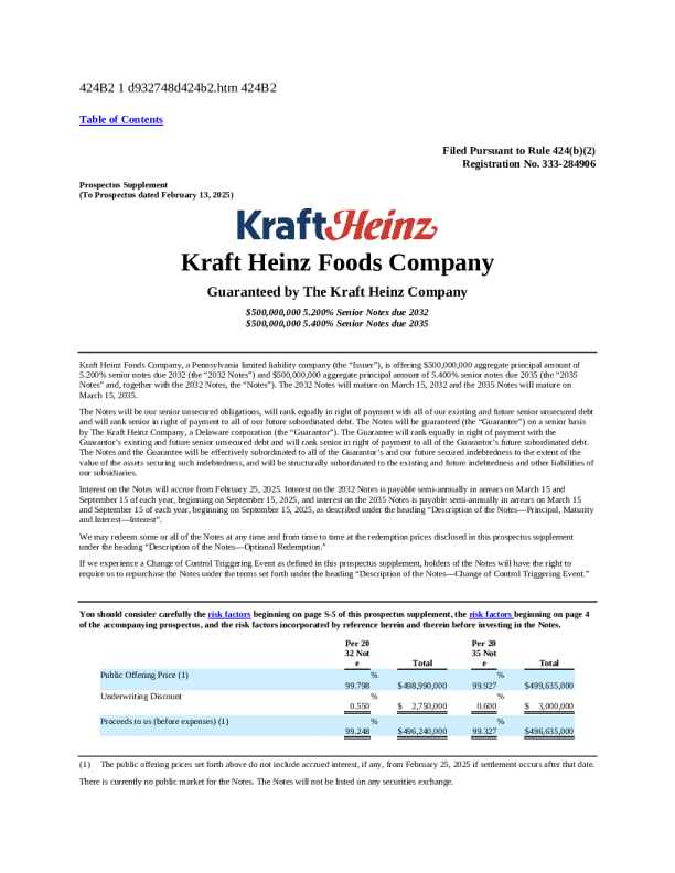 卡夫亨氏美股招股说明书(2025-02-21版)