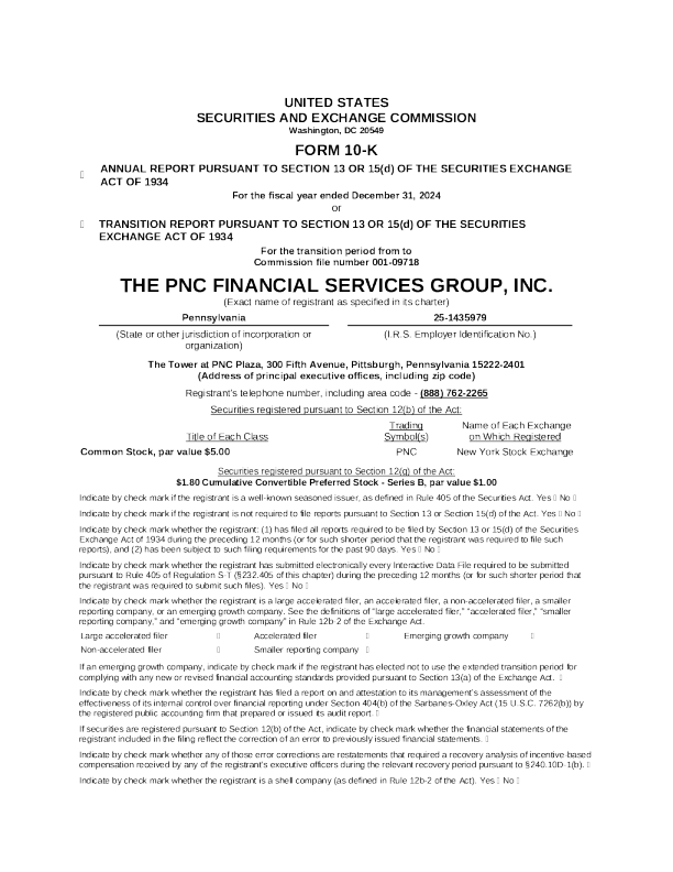 PNC金融服务集团 2024年度报告