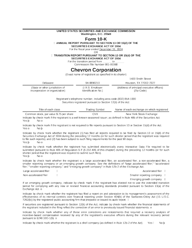 雪佛龙 2024年度报告