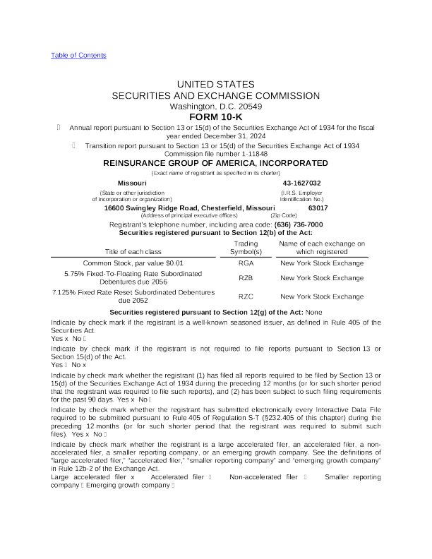 美国再保险集团 2024年度报告