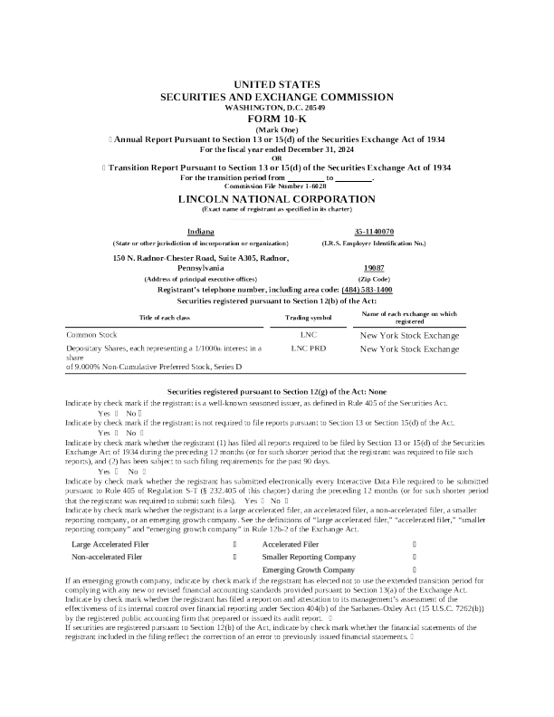 林肯国民 2024年度报告