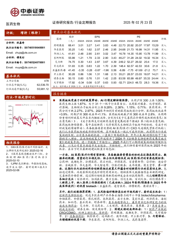 医药生物行业：利好政策再添薪火，积极布局高弹性与困境反转