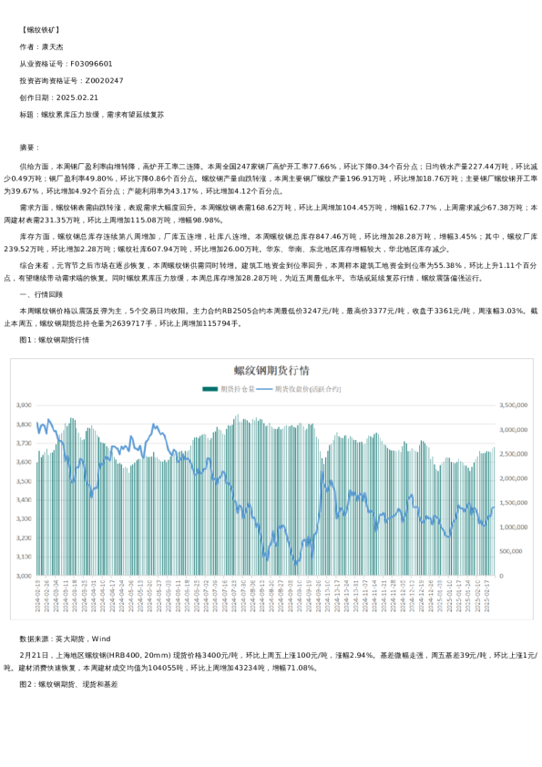 【螺纹铁矿】周报-2025-02-21