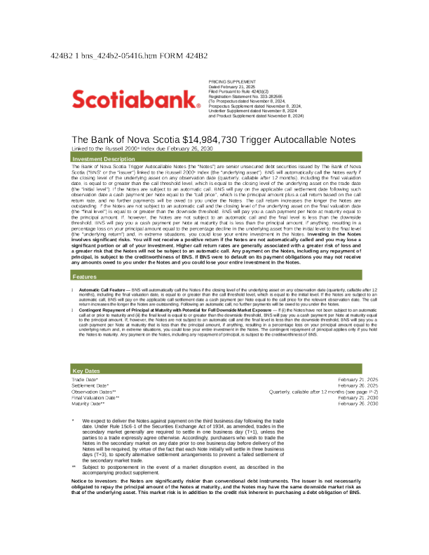 加拿大丰业银行美股招股说明书(2025-02-24版)