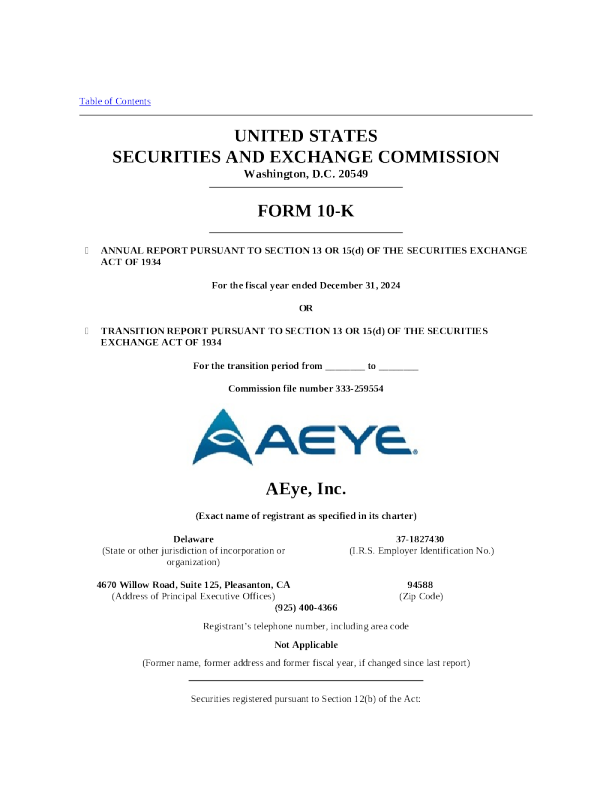 AEye Inc-A 2024年度报告