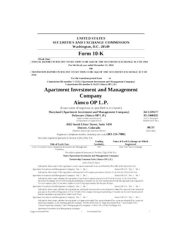 公寓投资管理 2024年度报告
