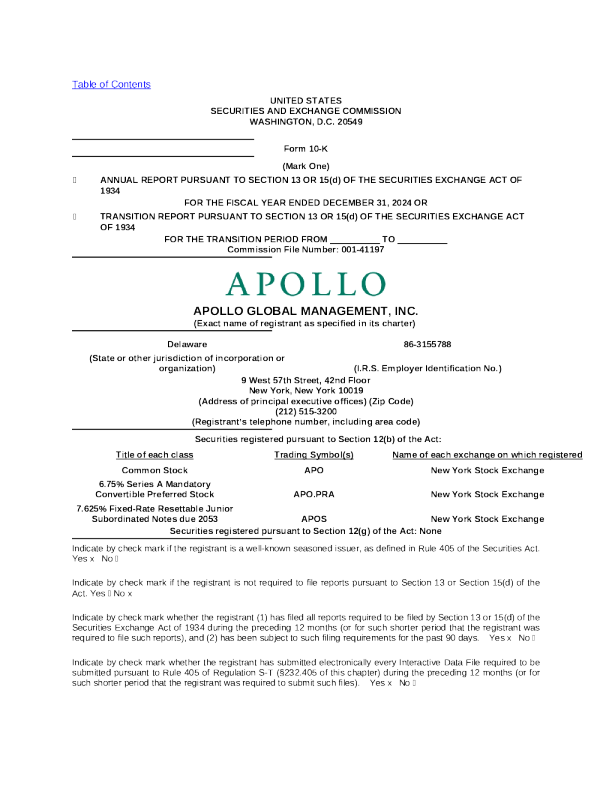 阿波罗全球管理 2024年度报告