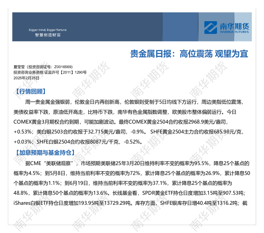 南华贵金属日报