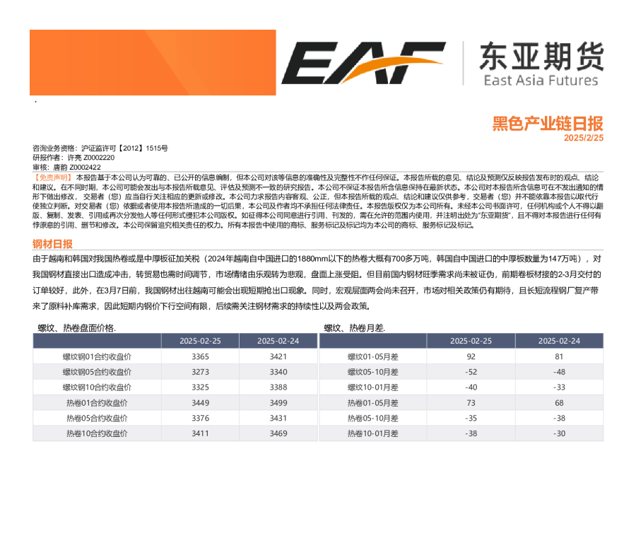 黑色产业链日报