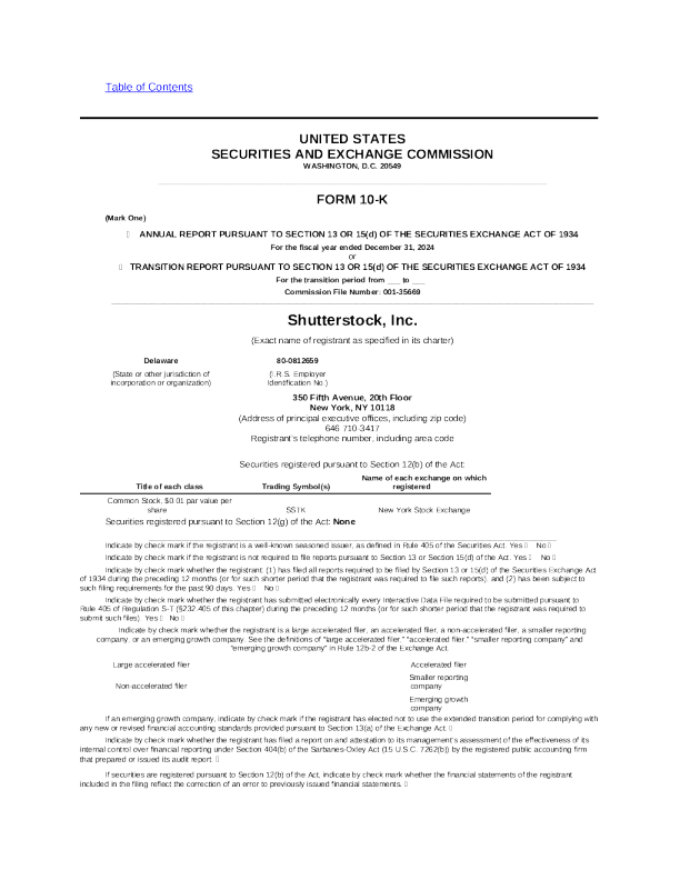 Shutterstock Inc 2024年度报告