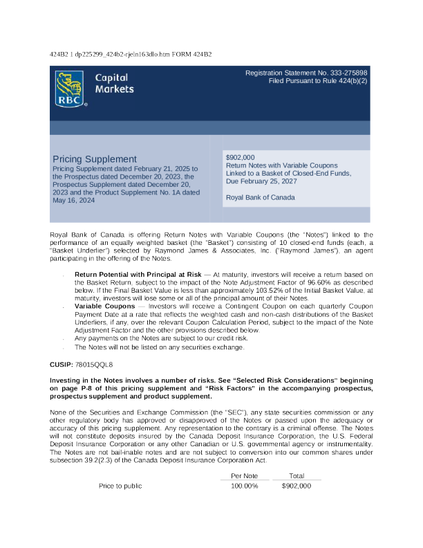 加拿大皇家银行美股招股说明书(2025-02-25版)