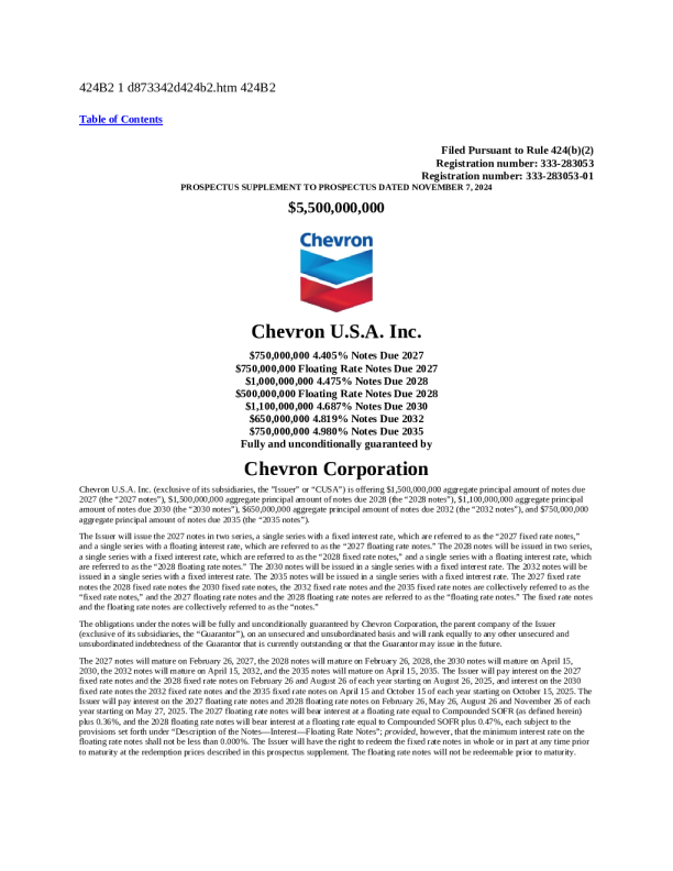 雪佛龙美股招股说明书(2025-02-25版)