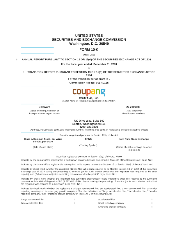 Coupang Inc-A 2024年度报告