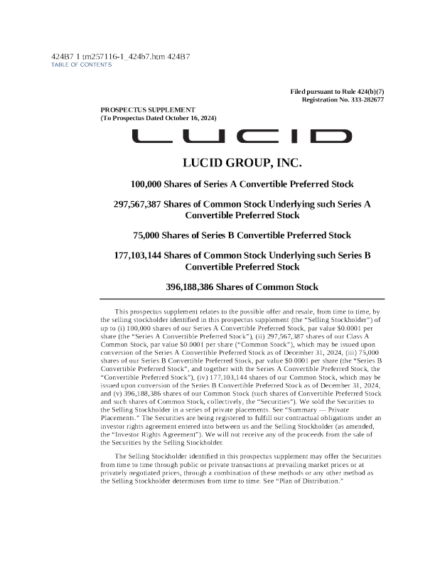 Lucid Group Inc-A美股招股说明书(2025-02-25版)