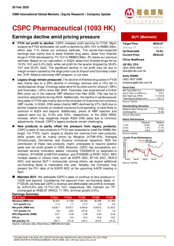 在定价压力下，收益下降。