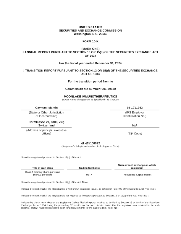 MoonLake Immunotherapeutics-A 2024年度报告