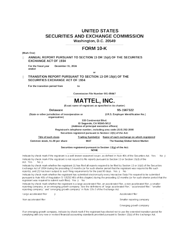 美泰 2024年度报告