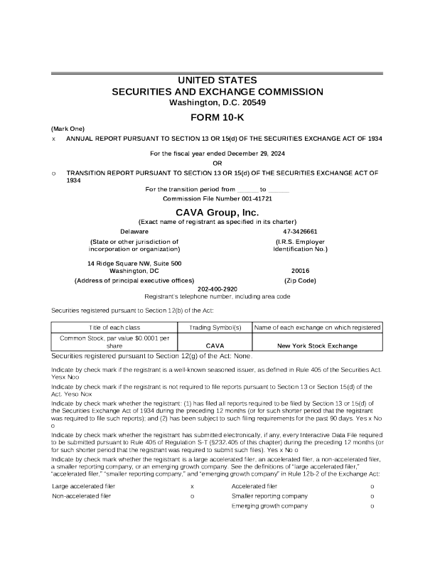 CAVA Group Inc 2024年度报告