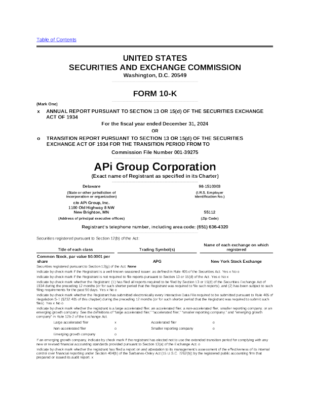 APi Group Corp 2024年度报告