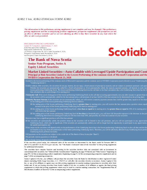 加拿大丰业银行美股招股说明书(2025-02-27版)