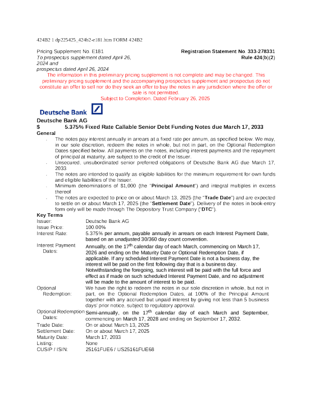 德意志银行美股招股说明书(2025-02-27版)