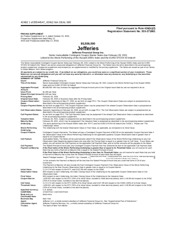 Jefferies Financial Group Inc 美股招股说明书（2025-02-27版）