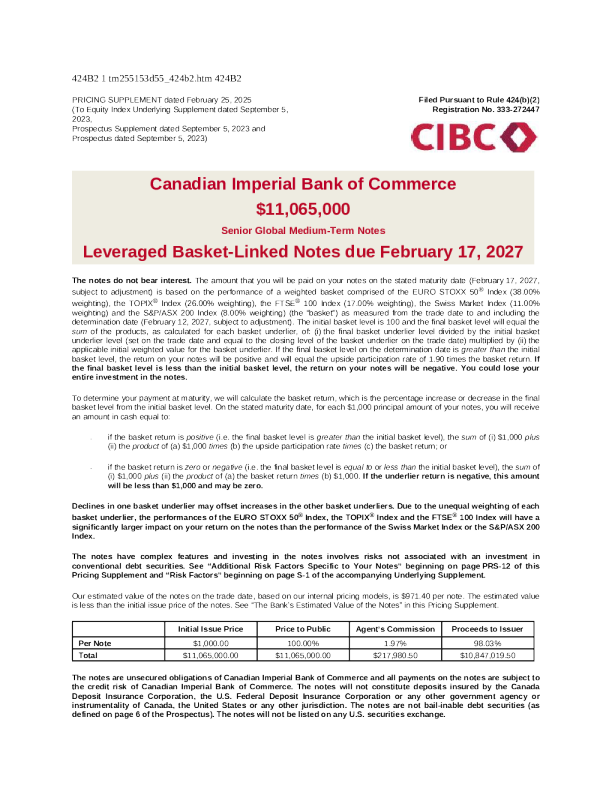 加拿大帝国商业银行美股招股说明书(2025-02-27版)