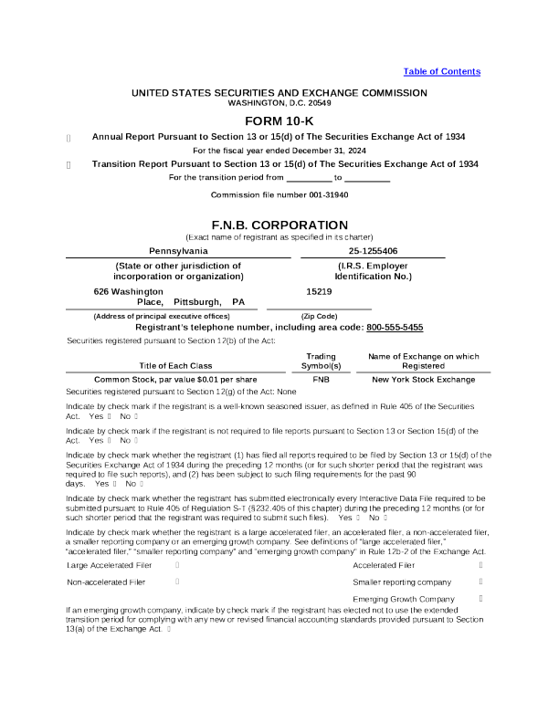F.N.B. Corp 2024年度报告