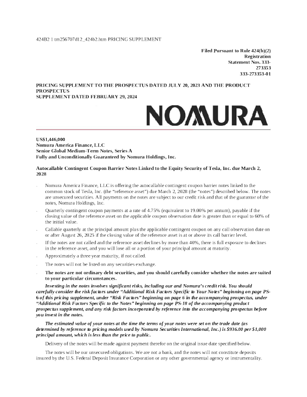 野村控股美股招股说明书(2025-02-27版)