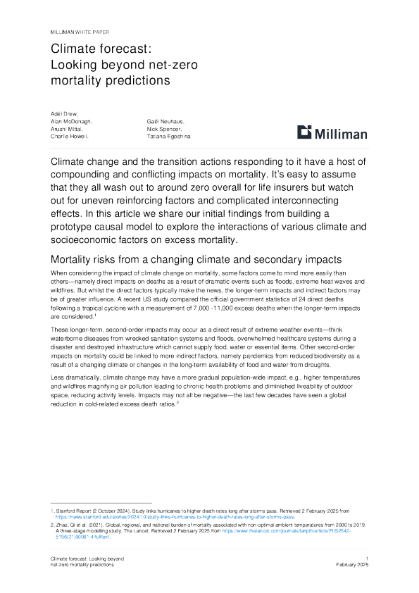 气候预测：超越净零死亡率预测