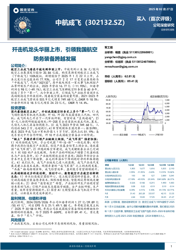歼击机龙头华丽上市，引领我国航空防务装备跨越发展
