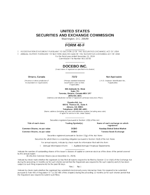 Docebo Inc 2024年度报告