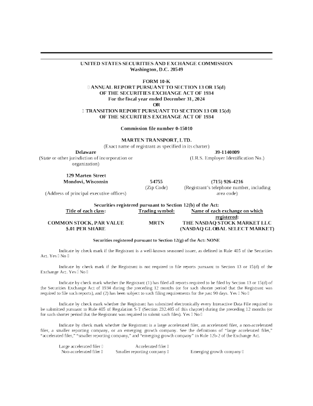 马尔登运输 2024年度报告