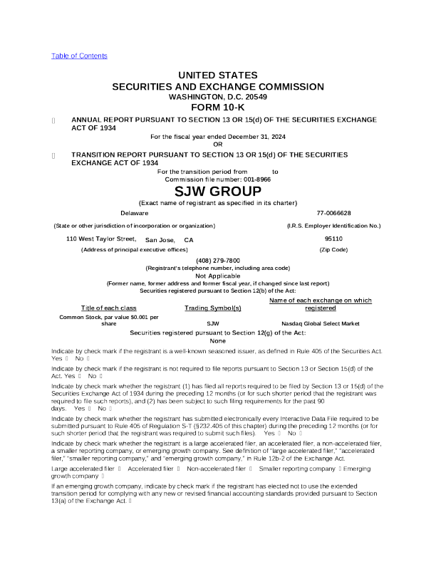 SJW Group 2024年度报告