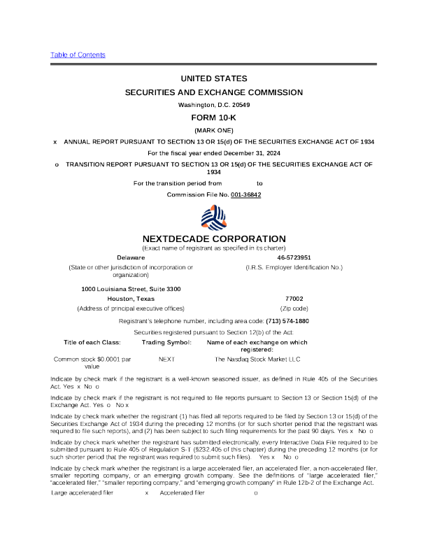 NextDecade Corp 2024年度报告