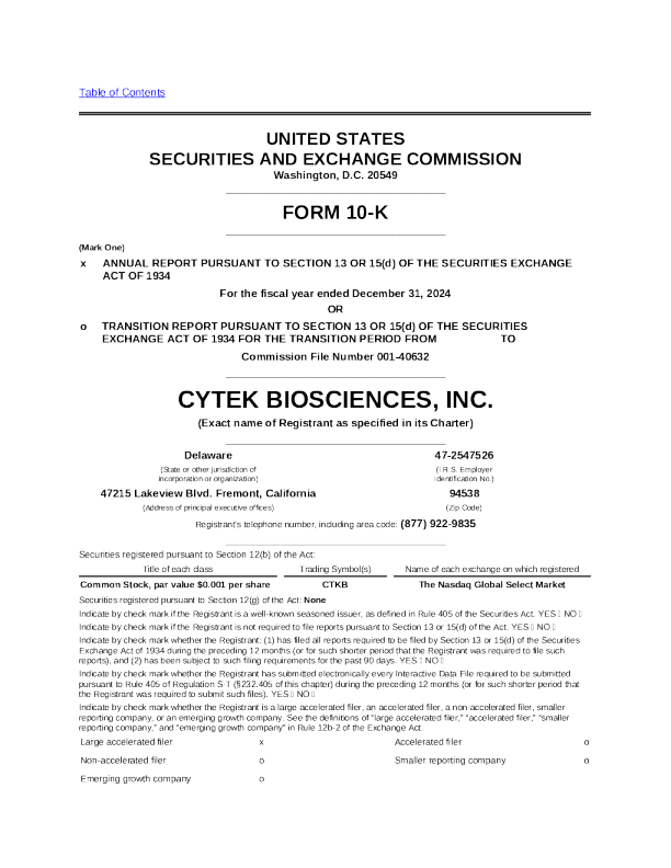 Cytek Biosciences Inc 2024年度报告