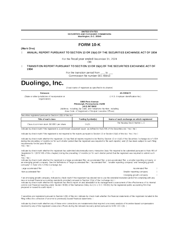 多邻国 2024年度报告
